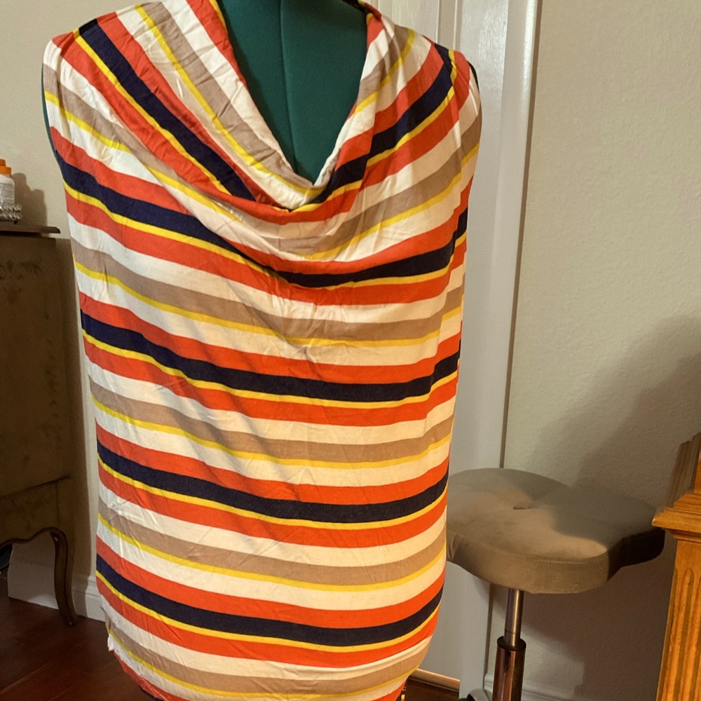 New large multi colored stripe sleeveless tunic